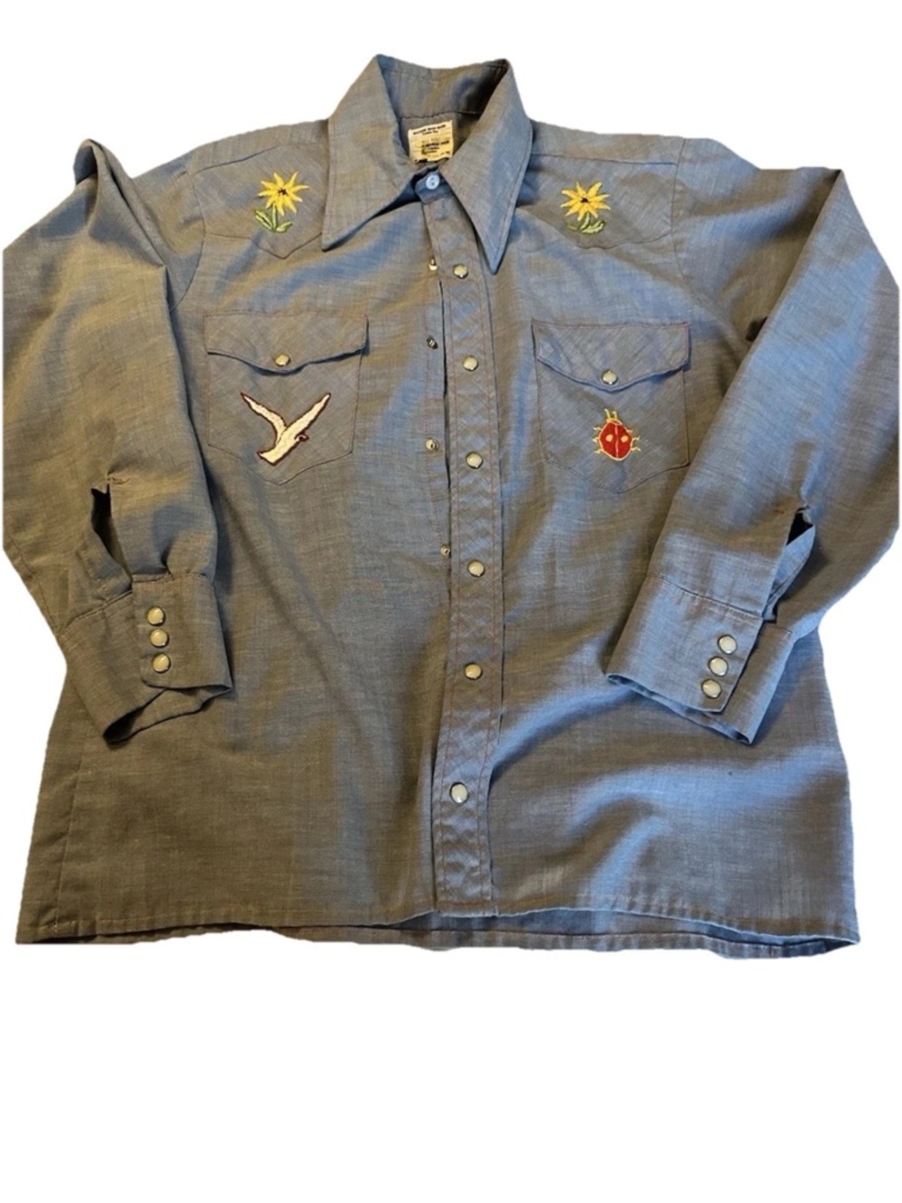 jcpenney Blue Embroidered Western Button-Up Shirt